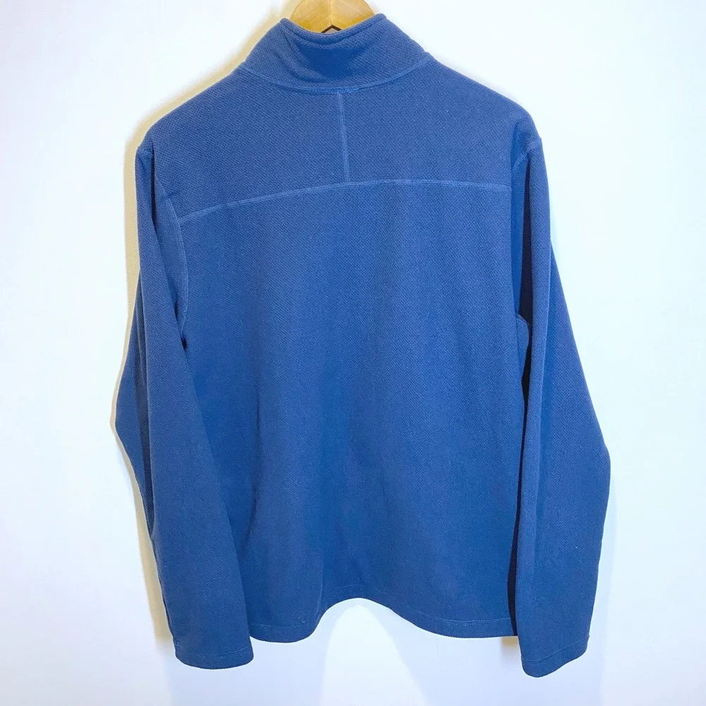 The North Face Fleece Pullover Mens Large Blue Excellent Quarter Zip Waffle Knit